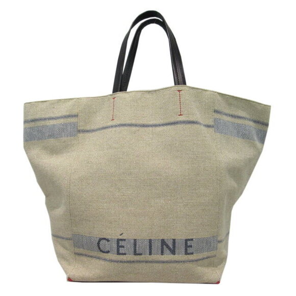 Celine Cabas Phantom Tote Bag Canvas Beige Blue - Picture 2 of 16
